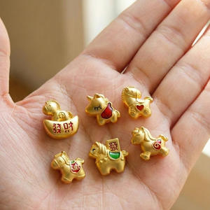 Pendentif Cheval du Zodiaque en Tungstène Électroplaqué Or Goutte d'Huile, Breloque Porte-Bonheur Année du Cheval, Perles de Breloque DIY pour Porte-clés - Product Image 4