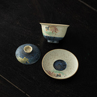 Gaiwan en porcelaine céramique chinoise Sancai, motif poisson rouge imprimé sous glaçure, bol à thé Kung Fu, cadeau pour la maison