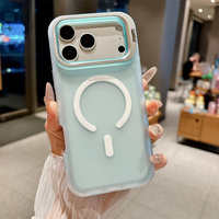 Coque de téléphone 3-en-1 givrée effet peau de haute qualité avec support d'objectif magnétique antichoc pour iPhone 14 15 Plus 18 17 16 12 Pro Max