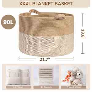 Cesto de Ropa para Bebé al por Mayor, Cesta de Algodón con Cuerda para Mantas, para Sala de Estar, Lavandería, Guardería, Almohadas, Juguetes de Bebé - Product Image 5