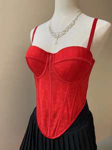 Capodanno personalizzato natale da donna Shapewear <span class=keywords><strong>Bustier</strong></span> corsetto <span class=keywords><strong>reggiseno</strong></span> Top prodotto lavabile in Jacquard rosso korme Korset Per Femra - Product Image 2