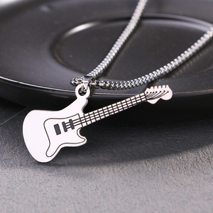 Personnalité créative européenne et américaine à la mode pour hommes Mini pendentif guitare rock collier en <span class=keywords><strong>acier</strong></span> <span class=keywords><strong>inoxydable</strong></span> bijoux - Product Image 6