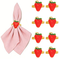 Nouveaux Anneaux de Serviette en Alliage Thème Fruits (Fraise, Citron) Style Pastoral pour Mariages, Banquets et Hôtels