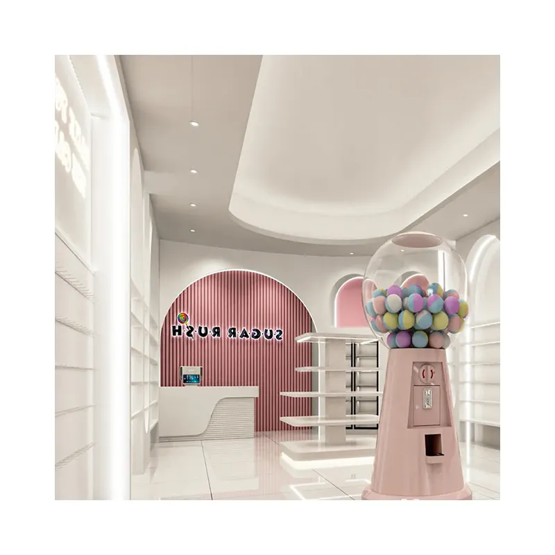 Moderne Stijl Snoepwinkel Displays Aanpasbare Candy Display Rack Led Light Planken Voor Winkel