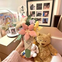 Bouquet d'ours en peluche personnalisé, fleurs en main, cadeau de remise de diplôme, anniversaire, petite amie, maman, professeur, infirmière, fête des mères