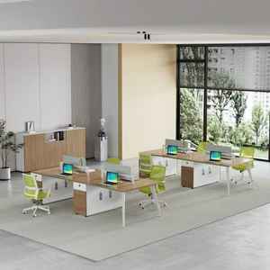 Table <span class=keywords><strong>de</strong></span> <span class=keywords><strong>travail</strong></span> <span class=keywords><strong>de</strong></span> bureau pour 4 personnes, design simple, haute qualité, bon marché, avec piédestal fixe, vente chaude - Product Image 1