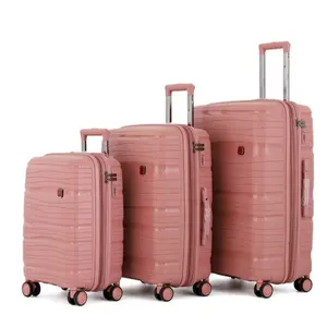 China Custom Pp Hard Shell Valise 20 "24" 28 "3 Stuks Set Verschillende Kleuren Uitbreidbare Reistassen Bagage Sets