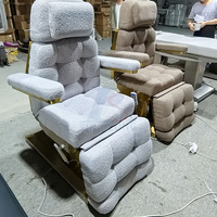 Beauté agneau polaire tissu Salon visage lit cosmétique luxe 3/4 moteurs électrique pied contrôle Table de Massage avec lumière