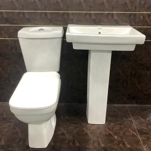 Двойной/одинарный смыв из двух частей, шкафчик для воды и цистерна, сиденье для унитаза, керамическая санитарная посуда с подставкой для умывальника, набор - Product Image 5