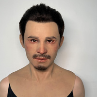 Masque intégral en silicone haute simulation avec barbe et cheveux, couvre-chef en latex pour travestissement, accessoire pour théâtre, film, cosplay