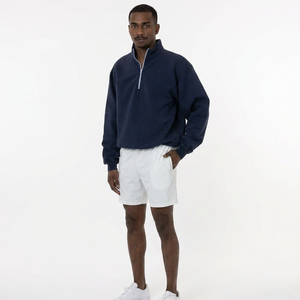 Custom Logo Men Hoodie Half Zip up <b>Mock</b> <b>Neck</b> Sweatshirt Fleece Pullover 14 Zip Sweatshirt Men's Hoodie - Product Image 1