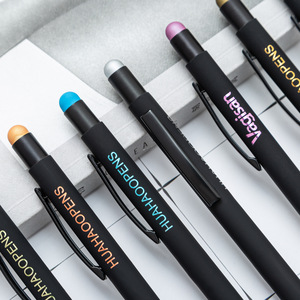 Bolígrafo de aluminio negro promocional Stylus Pen con pantallas táctiles de goma suave Logotipo personalizado barato para bolígrafo de teléfono móvil - Product Image 2