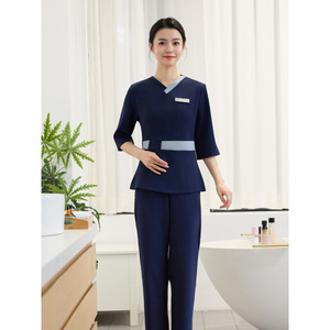 Women's Work Uniform Set Mid Length Sleeve V Neck Gray Moisture Wicking Professional For Medical Aesthetics Healthcare Centers - Product Image 3