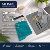 Tapis de séchage pour vaisselle en silicone de qualité alimentaire personnalisé, résistant à la chaleur, pour comptoir de cuisine, égouttoir pour bols et assiettes