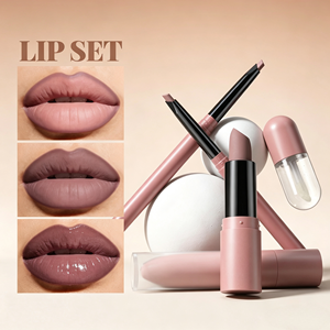 Wholesale Vegan Waterproof Soft Matte <b>Lip</b> <b>Gloss</b> <b>Set</b> Liquid Lipstick <b>Lip</b> Liner <b>Lip</b> Oil Box Packaging - Product Image 2