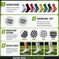 Chaussettes de football personnalisées en jacquard, antidérapantes, respirantes, avec semelle en mesh et motifs de grip sur le dessus, pour hommes et jeunes, entraînement.