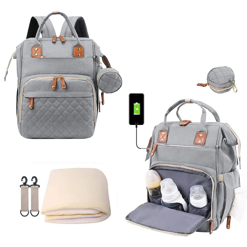 Mommy babi nappy diaper bag backpack waterproof 3 in 1 baby diaper bag one drop shipping baby usb diaper bag with bassinet