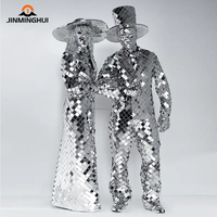 Costume de robot à LED unisexe, miroir de veste lumineux à la mode pour adultes pour l'obtention du diplôme, performance de danse sur scène de Noël