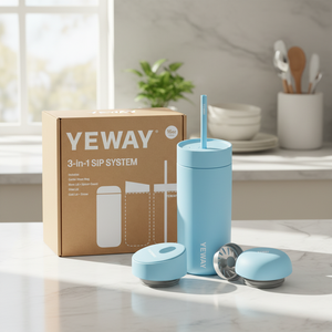 YEWAY Tumbler da Viaggio per Caffè e Tè in Acciaio Inox con Isolamento Sottovuoto, Cannuccia Riutilizzabile, Antigoccia, Doppia Parete, Best Seller - Product Image 6