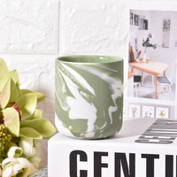 Bougeoir parfumé personnalisable de finition mate de pot de bougie en céramique de marbre vert