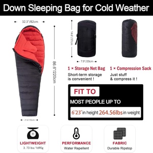 Saco <span class=keywords><strong>de</strong></span> dormir tipo momia con certificación RDS, relleno <span class=keywords><strong>de</strong></span> plumón <span class=keywords><strong>de</strong></span> pato 600, a prueba <span class=keywords><strong>de</strong></span> viento, con exterior <span class=keywords><strong>de</strong></span> nailon y cremallera bidireccional, para senderismo y camping. - Product Image 2