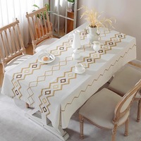 Nouvelle nappe rectangulaire de luxe nordique en coton et lin brodé 3D, couvre-table basse haut de gamme, style français
