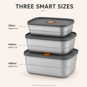 Titanium Food <b>Storage</b> Container Rectangle Airtight Clip-on Lid Fresh Keeping Fridge Travel Minimalist Design - Product Image 4