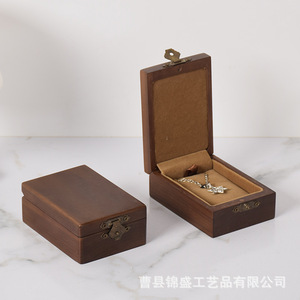 Wooden Jewelry <b>Box</b> <b>Ring</b> Necklace Storage Organizer Portable Engagement <b>Proposal</b> Diamond <b>Ring</b> Case Customizable Size Material - Product Image 3