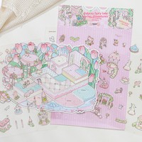 Paquete de 4 Pegatinas de la Serie Cuentos de Hadas de Galaxia, Pegatinas en Miniatura para Dioramas, Divertidas Pegatinas 3D para Manualidades