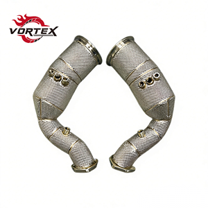 Collecteur d'échappement catalyseur haute performance en acier inoxydable 304 Vortex pour Audi SQ7 SQ8 RS Q8 4.0T V8 2018-2025 sans voyant d'avertissement moteur - Product Image 1