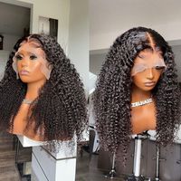 Perruques courtes bob en cheveux vierges vietnamiens pas chères, perruques sans colle en cheveux humains bouclés crépus avec dentelle frontale HD pour femmes