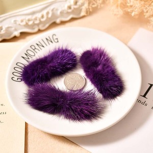 Mink Pom Pom Hair <b>Clip</b> 3x7cm <b>Bow</b> Tie Rabbit Fur DIY Accessory Daily Use - Product Image 3