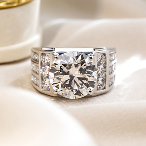 Anillos de diamantes cultivados en laboratorio de platino Pt950 con forma redonda Messi Jewelry MSR-1768 para hombre - Product Image 2