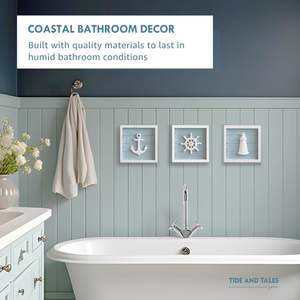 Pared 3D Tema costero Decoraciones para <span class=keywords><strong>el</strong></span> hogar <span class=keywords><strong>Faro</strong></span> y rueda de barco Baño rústico inspirado en <span class=keywords><strong>el</strong></span> océano - Product Image 6