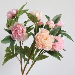 Nuovo Design Economico: Fiore di Peonia Artificiale a 3 Teste in Seta Rosa e <span class=keywords><strong>Rossa</strong></span>, 96cm, per Matrimoni, Pasqua e Natale - Product Image 1