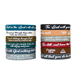 Graziosi Braccialetti Cristiani in Silicone con Versetti Biblici Regali Religiosi Comodi e Leggeri per Uomo con Logo Personalizzato per Eventi - Product Image 2