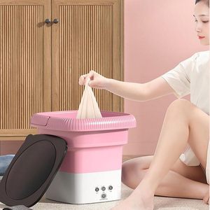 With US Plug Bucket Washing Machine Ultrasonic Single Tub Foldable Bathroom Folding Portable Mini Home & Travel 12 Plastic - Product Image 4