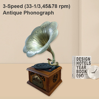 Tourne-disque à cornet en laiton nostalgique chinois 2017, gramophone antique