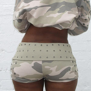 Mini-<span class=keywords><strong>short</strong></span> d'été pour <span class=keywords><strong>femme</strong></span> en 100% coton respirant, coupe régulière mi-haute, avec rivets métalliques et bordure retournée, style vintage, élastique - Product Image 6