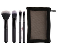 Ensemble de pinceaux de maquillage en poils synthétiques entièrement écologiques rose 4 pièces Ensemble de voyage avec eye-liner et mascara Échantillon gratuit