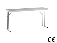 Table de conférence rectangulaire pliable portable en plastique HDPE blanc, design minimaliste moderne, pour extérieur, atelier, salon