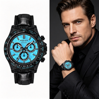 Montre-bracelet pour homme en quartz chronographe multifonction avec lunette lumineuse en fibre de carbone originale de haute qualité OEM
