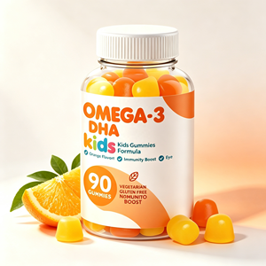 วิตามินกัมมี่โอเมก้า 3 สำหรับเด็ก สูตรวีแกน ปราศจาก GMO แบรนด์ส่วนตัว เสริมด้วย DHA EPA และวิตามินซี เพื่อเสริมสร้างภูมิคุ้มกันและบำรุงสายตา บรรจุ 90 เม็ด ขั้นต่ำสั่งซื้อ 50 กล่อง - Product Image 1