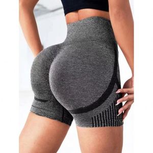Shorts de sport pour femmes, sans couture, taille haute, ajustés, effet galbant fessier, séchage rapide, haute intensité, pour le yoga et le fitness - Product Image 1