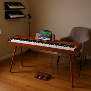 Piano digital de 88 teclas con peso real, cuerpo de madera maciza y soporte de cuatro patas para interpretación profesional - Product Image 2