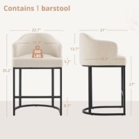 Nouveaux tabourets de comptoir 2026 avec dossier incurvé, tabouret de bar en tissu de lin pour îlot de cuisine, bar à domicile, café, loisirs