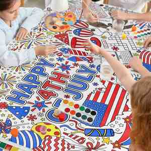 Independence Day Decor Patriotic Giant Poster 4th of July Coloring <b>Tablecloth</b> - Product Image 2