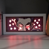 Boîte à lumière anime superposée de haute qualité et lampe de sculpture sur papier, article de luxe pour la décoration intérieure du salon.