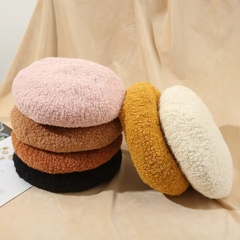Autumn/Winter Lamb Wool Beret Female British Style Retro Bud Hat Cute Literary Plush Hat