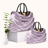 Sacs de rangement de voyage en satin recyclé écologiques avec cordon de serrage, logo personnalisé imprimé, sac de voyage de luxe unisexe pour l'extérieur